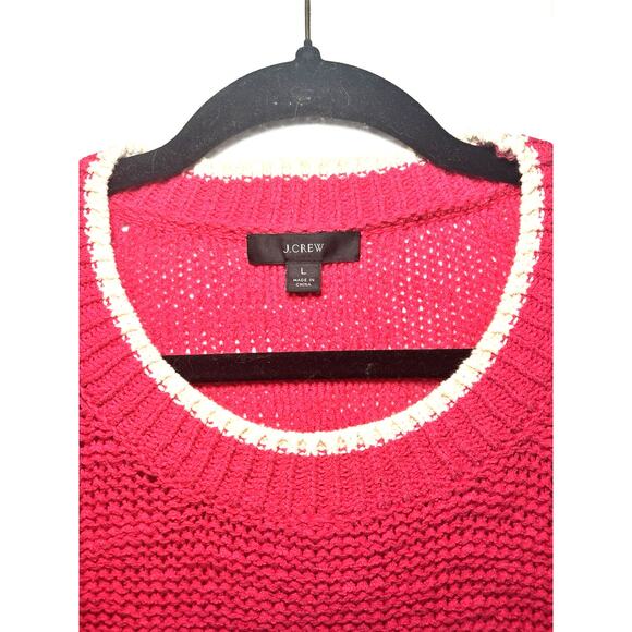 J.CREW Women's Bright Pink Knit Pullover Long Sleeve Sweater Size L Casual - Picture 3 of 5
